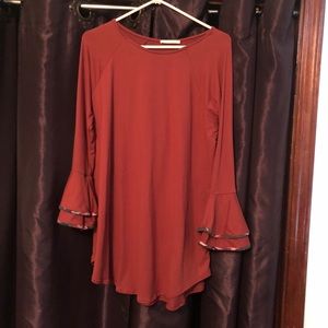 Reborn J rust color tunic ruffle sleeves Sz L